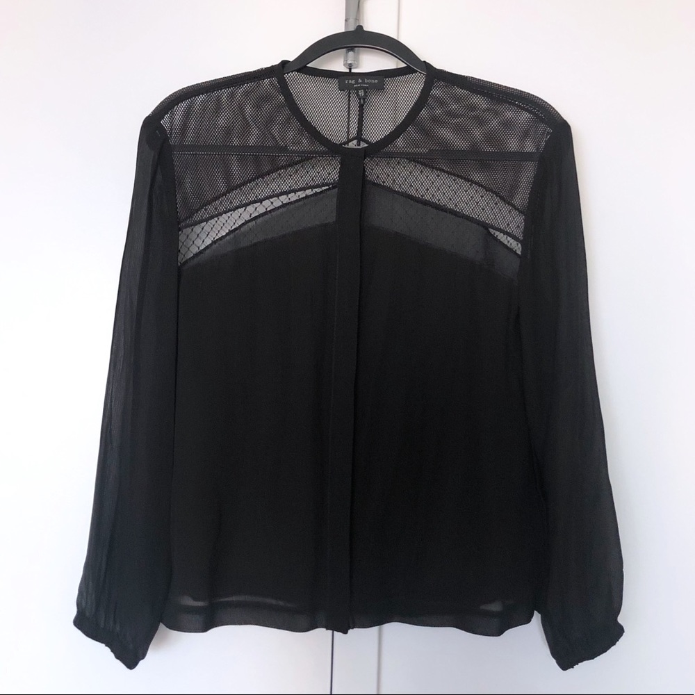 rag & bone black sheer blouse
